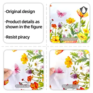 Waterproof floral butterfly wall stickers showing front and back application details