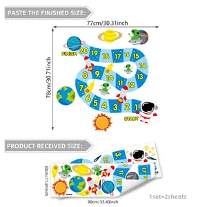 Ruimte astronaut hinkelspel vloersticker met cijfers en raketten voor kinderkamer