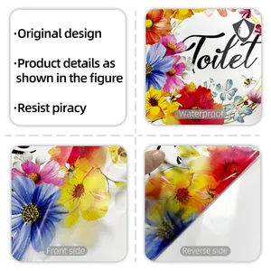 Details von wasserdichten Blumen-Toilettenaufklebern mit selbstklebender Rückseite