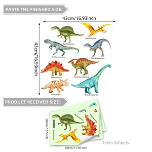 Stickers muraux dinosaures fluorescents pour chambre d'enfant décor 43x43cm