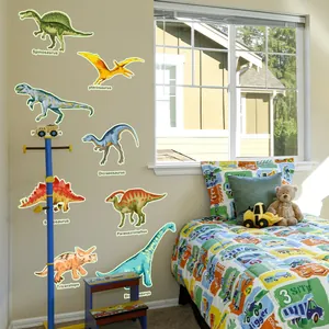 Stickers muraux dinosaures fluorescents peints à la main pour chambre d'enfant en PVC