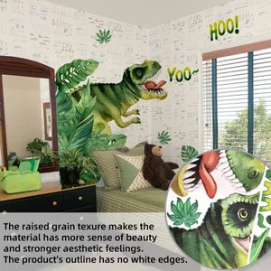 Detail of dinosaur wall decal showing matte texture and precise no white edge cutting