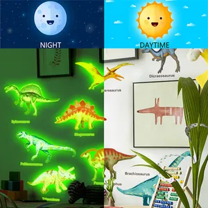 Stickers muraux dinosaures lumineux pour chambre d'enfant avec effet nuit