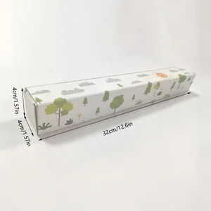 Caja de cartón ondulado con ilustración de bosque y sol, 32 cm de largo para embalaje