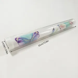 Tubo de embalaje cilíndrico de PVC transparente de 32cm con dimensiones para almacenamiento