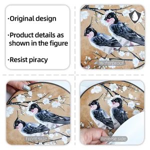 Sticker mural oiseaux et fleurs imperméable, détails de l'adhésif et de la surface