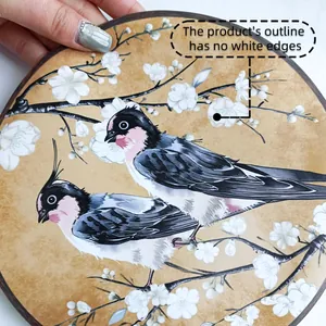 Vue détaillée du sticker mural oiseaux et fleurs montrant des bords nets sans bordure blanche