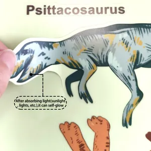 Détail de l'autocollant mural phosphorescent dinosaure Psittacosaurus pour chambre d'enfant