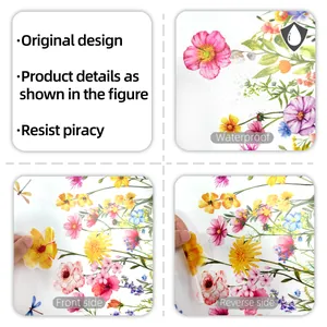 Waterproof floral wall stickers with transparent texture and vibrant wildflower designs