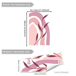 Rainbow arch wall decals for living room bedroom featuring abstract floral pink design