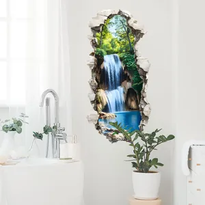 3D-Naturlandschaft Wandaufkleber mit Wasserfall und Wald für die Wandgestaltung zuhause