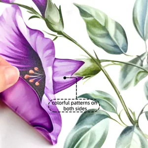 Detail showing the colorful patterns on both sides of the purple flower window sticker