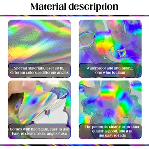 Detail of laser gradient cartoon mermaid wall stickers with waterproof and colorful features