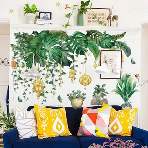 Adesivi murali piante tropicali con lanterne e stelle per decorazione della casa e sala