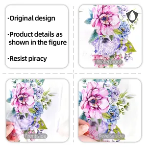 Waterproof floral wall stickers detail showing translucent PVC material and vivid colors