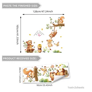 Cartoon animal wall stickers with monkeys and lions for children room wall decor