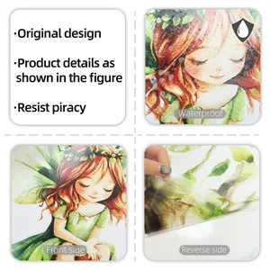 Waterproof cartoon fairy wall sticker detail showing watercolor girl design and adhesive back