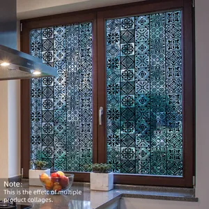 Minimalist black and white mandala pattern static window film for privacy and decoration