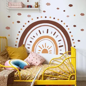 Stickers muraux arc-en-ciel et nuages style bohème pour chambre d'enfant