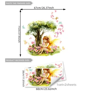 Comparison showing the wall sticker finished size versus the compact received size