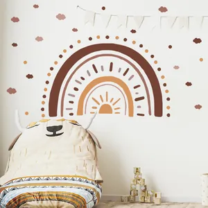 Stickers muraux arc-en-ciel bohème et nuages pour décoration de chambre d'enfant