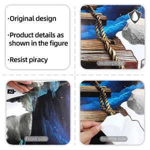 Waterproof self-adhesive floor sticker with 3D bridge and starry sky river pattern