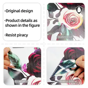 Waterproof double-sided floral window sticker showing front and back rose pattern details