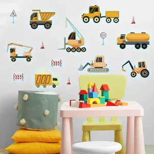 Glow-in-the-dark construction vehicle wall stickers for children bedroom decoration