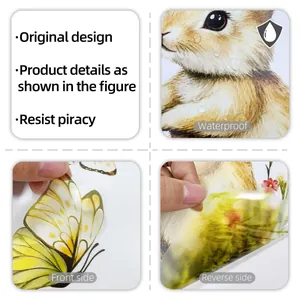 Détail des stickers de Pâques imperméables avec lapin et fleurs pour salle de bain