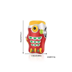 Detailed view of colorful fish pendant with dimensions 1.71cm height and 1.18cm width