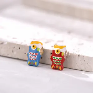 Cartoon hand-painted koi fish enamel alloy charms in blue and red for jewelry making