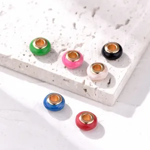 Set van 6 kleurrijke hartbedels van emaille met goudkleurige kern voor DIY-armbanden