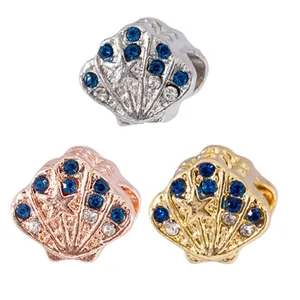 Charme Coquillage en Alliage avec Strass Design Étoile de Mer Thème Océan Perle à Grand Trou pour Bracelet Bijoux DIY Femmes