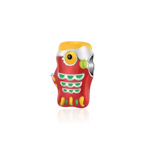 Cartoon red koi fish ceramic style alloy charm with colorful enamel for DIY bracelets