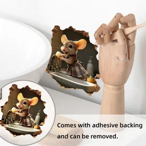 Detail of 3D cartoon mouse wall sticker with waterproof PVC material for kids' room