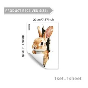 Detailed size specifications for 3D rabbit wall sticker showing 20x30cm product dimensions