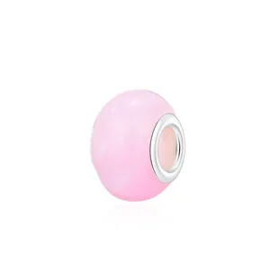 Pink gradient resin large hole beads with silver core for DIY jewelry bracelets