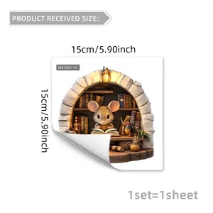 Detailed 15x15cm size guide for 3D mouse in study room wall sticker decoration