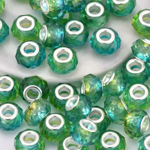 Perles en cristal facettées avec dégradé bleu et vert pour la création de bijoux DIY