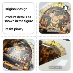 Detail showing waterproof texture and adhesive backing of mouse wall stickers
