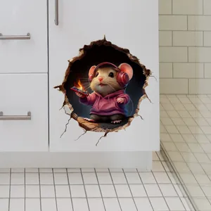 Detailed 3D wall decal showing a cartoon hamster with headset and gaming device