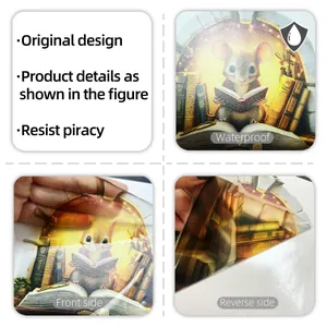 Macro detail of waterproof cartoon mouse wall sticker with original hand-drawn design