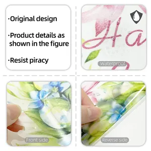 Stickers muraux imperméables lapin de Pâques et fleurs avec texture mate pour salle de bain