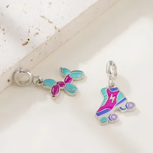 Cartoon enamel balloon dog and roller skate pendants for DIY bracelet making