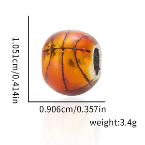 Detailed macro view of orange basketball bead charm showing precise dimensions and weight