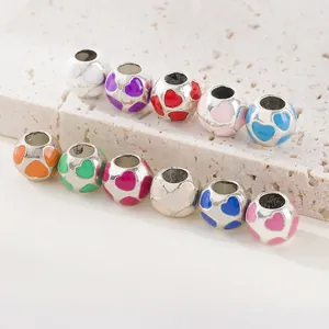 Pink rhinestone enamel heart charms for DIY bracelets in various vibrant colors