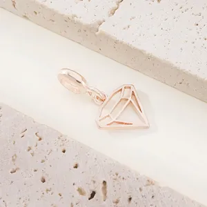 Ciondolo geometrico vuoto in oro rosa minimalista per perline di braccialetti DIY