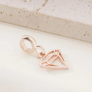Ciondolo diamante traforato oro rosa minimalista per bracciali e gioielli fai da te