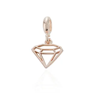 Ciondolo a forma di diamante quadrato vuoto in oro rosa per gioielli fai da te