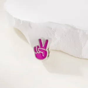 Hand Victory-Zeichen DIY Charm Perle Silber Legierung Lila Emaille Tropföl Für Armband Halskette Schmuckherstellung Zubehör